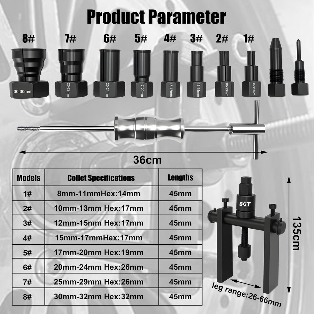 SGT SUPER GARAGE TOOLS slide hammer close-up showing ergonomic T-handle and impact benefit