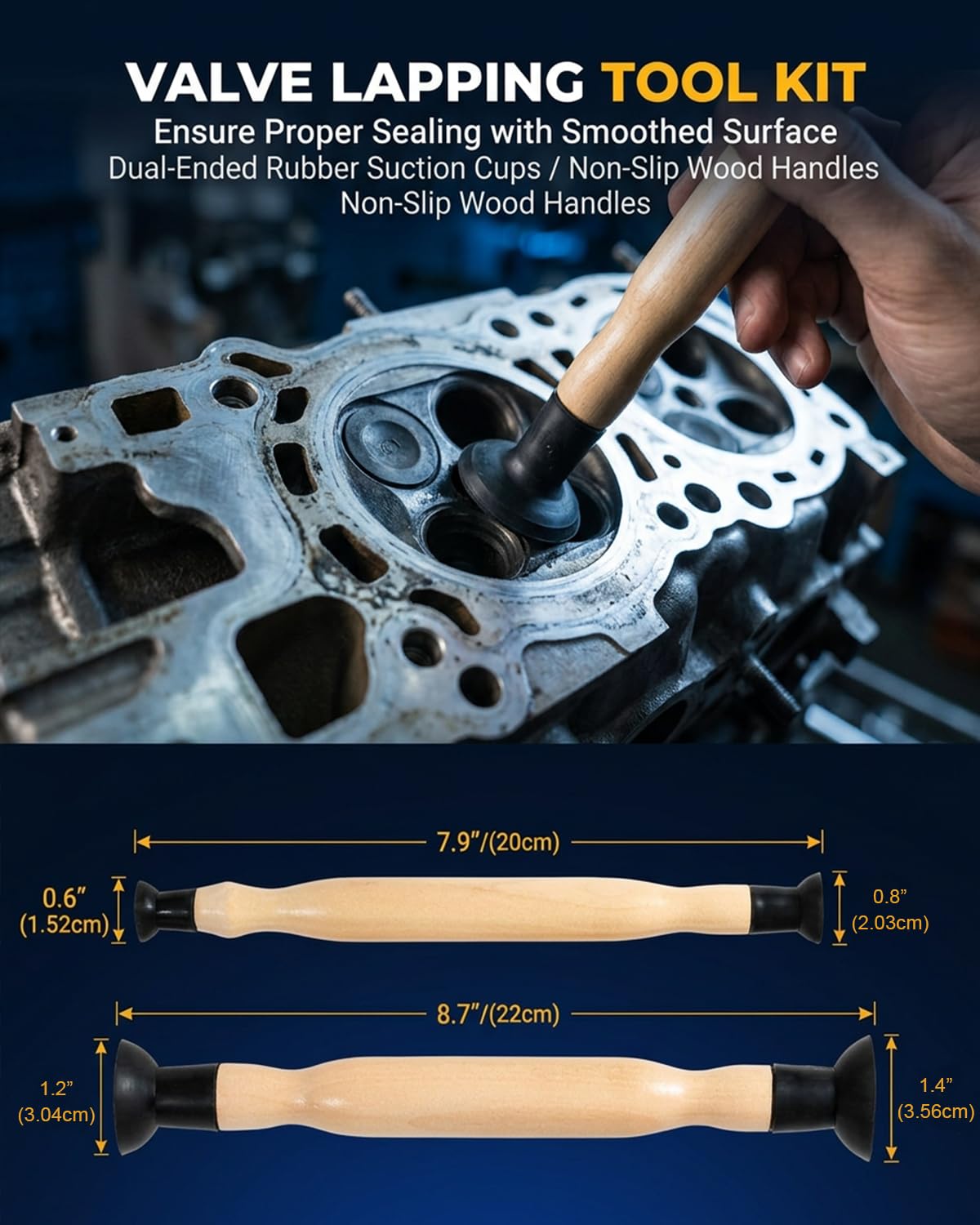 SGT SUPER GARAGE TOOLS valve lappers and honing rod showing preparation for better sealing