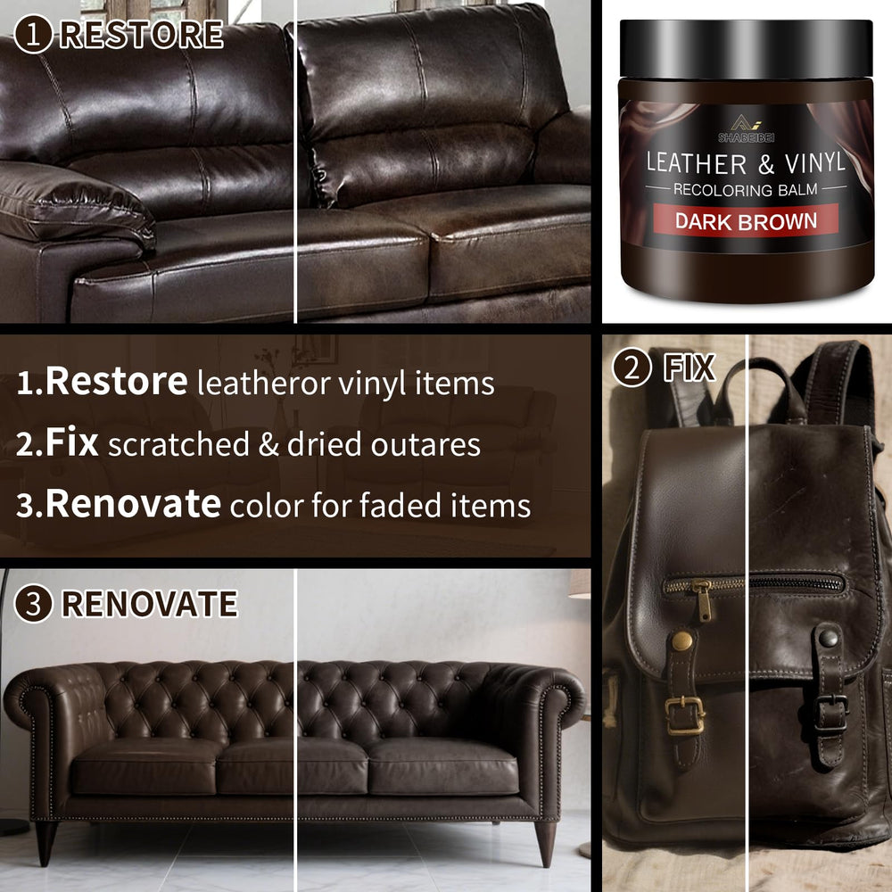 SHABEIBEI applying balm to sofa seat demonstrating easy DIY restoration