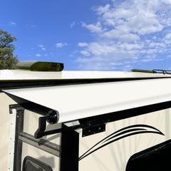 SHADEPLUS front view of 49x170 white fabric shows full-panel protection