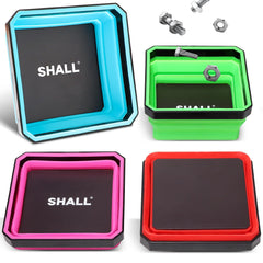 SHALL front view of four colored trays showing compact kit and quick identification benefit