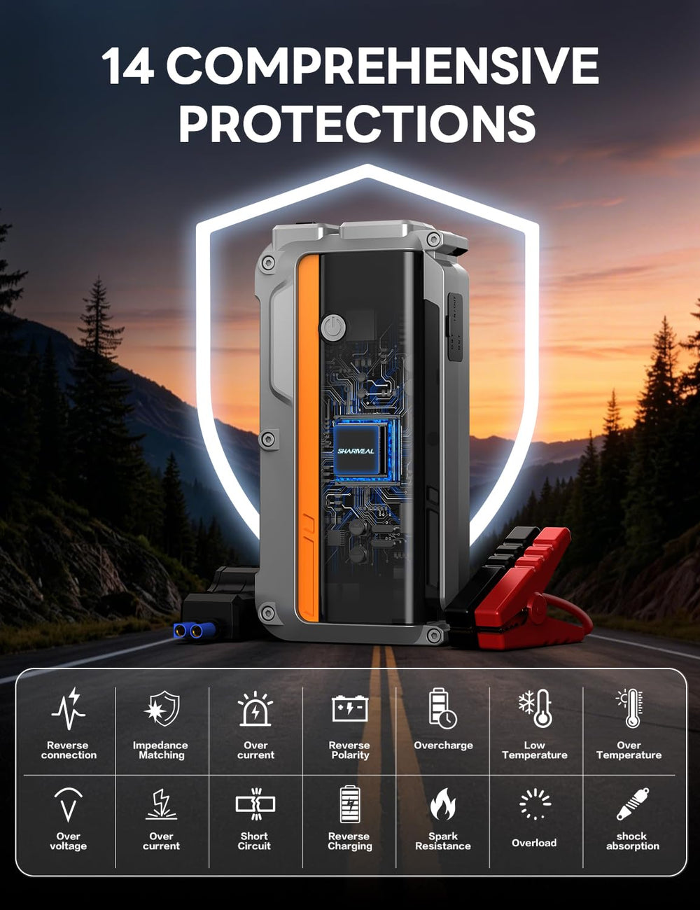 Sharmeal carrying case with included cables and manual for easy transport