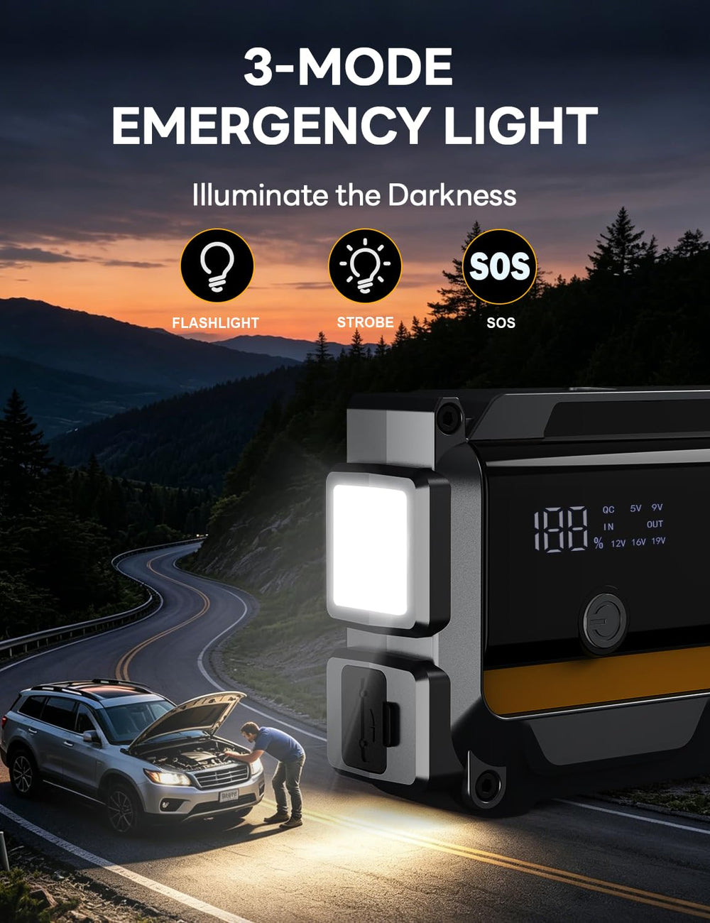 Sharmeal jump starter connected to car battery demonstrating reliable start assistance