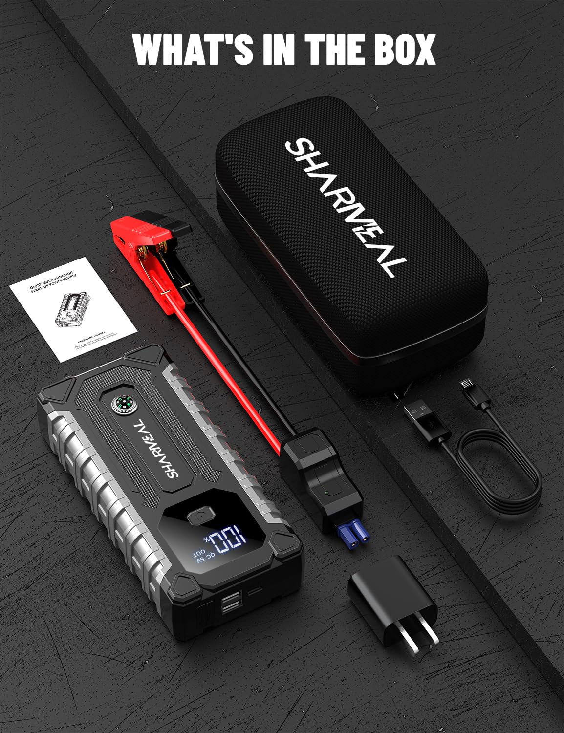 Sharmeal connected to car battery demonstrating real-world jump-start capability