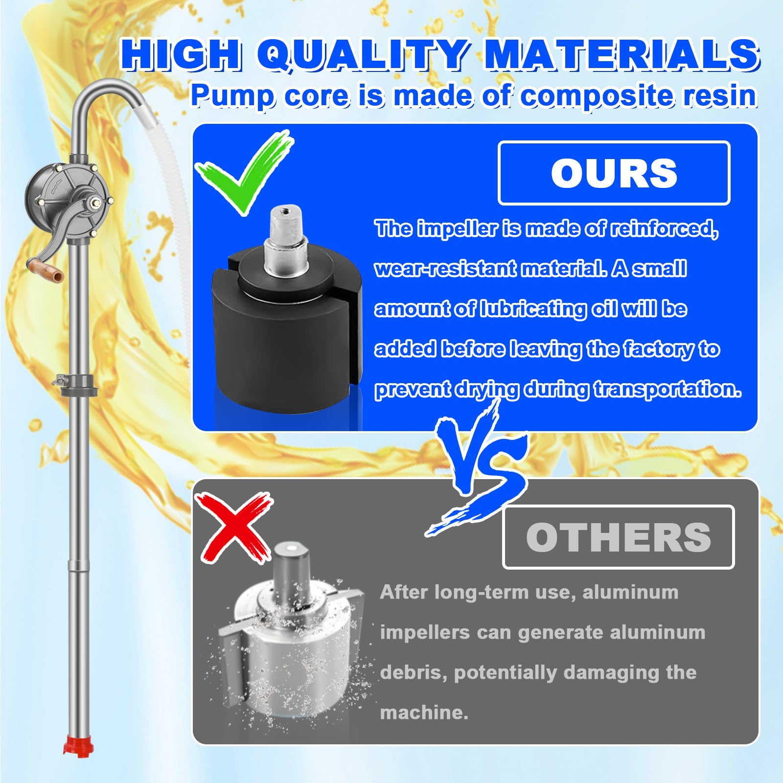 shdzzdzswy telescoping suction tube extended to fit varying drum heights securely