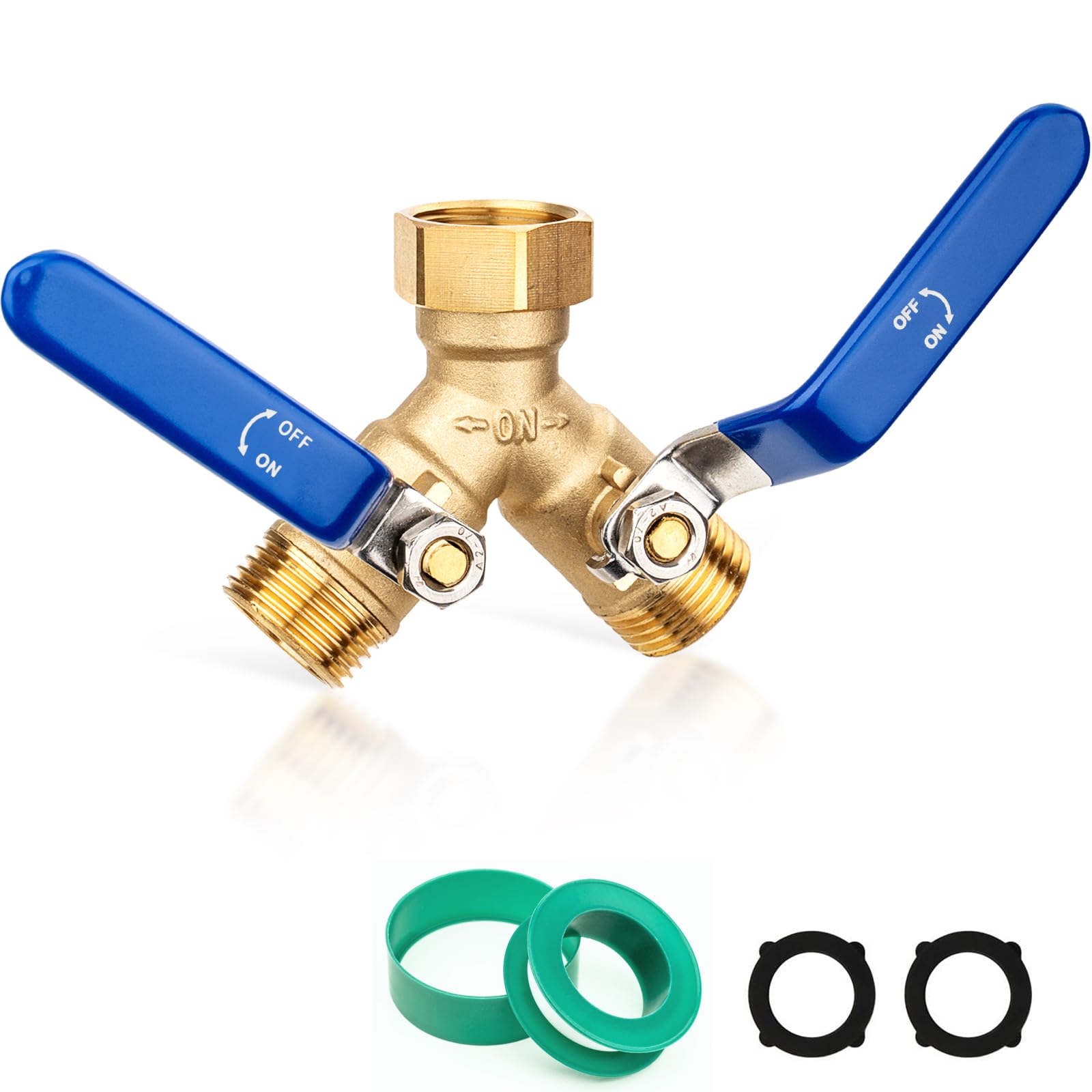 SheeChung front view brass Y adapter showing sturdy build and reliable split