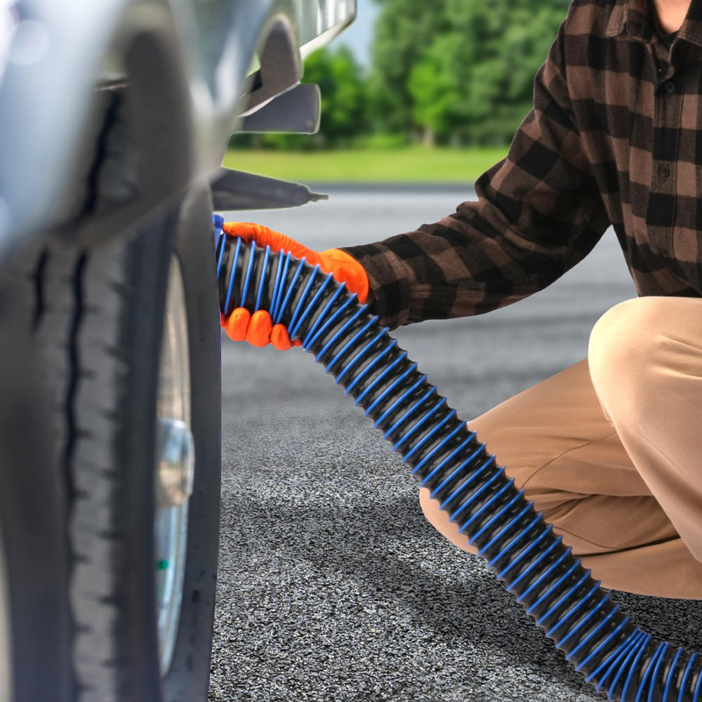SheeChung hose length comparison against RV spigot showing reach advantage