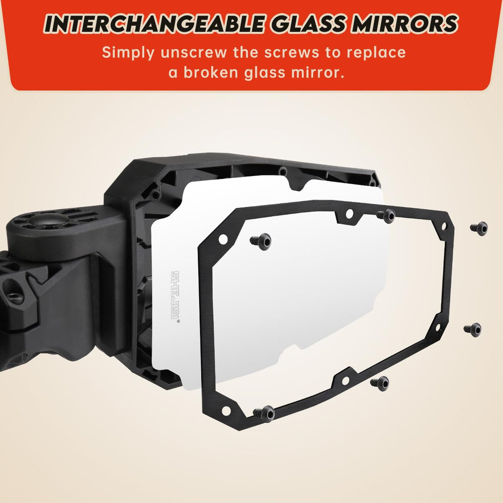 SHEJISI mirror mounted on UTV in trail setting improving rear awareness
