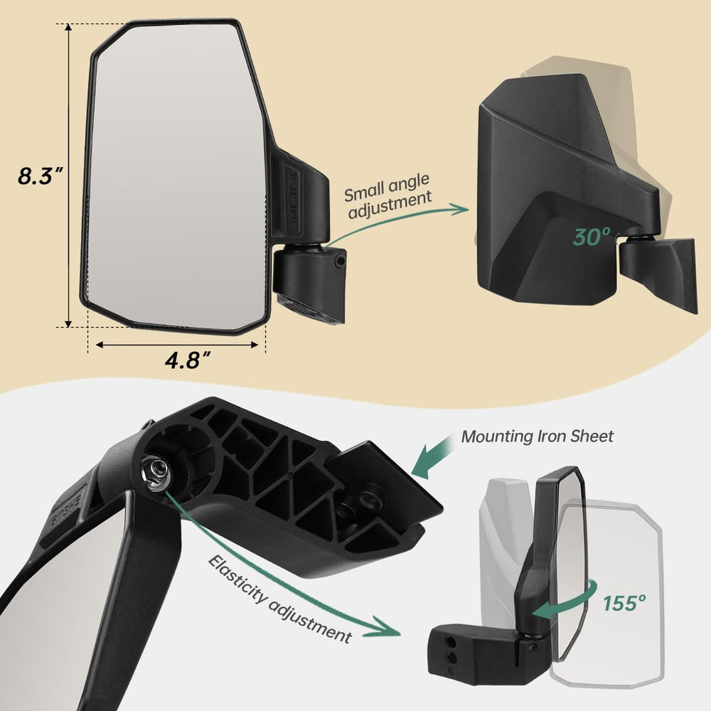 SHEJISI mirror folded against door showing low-profile clearance benefit
