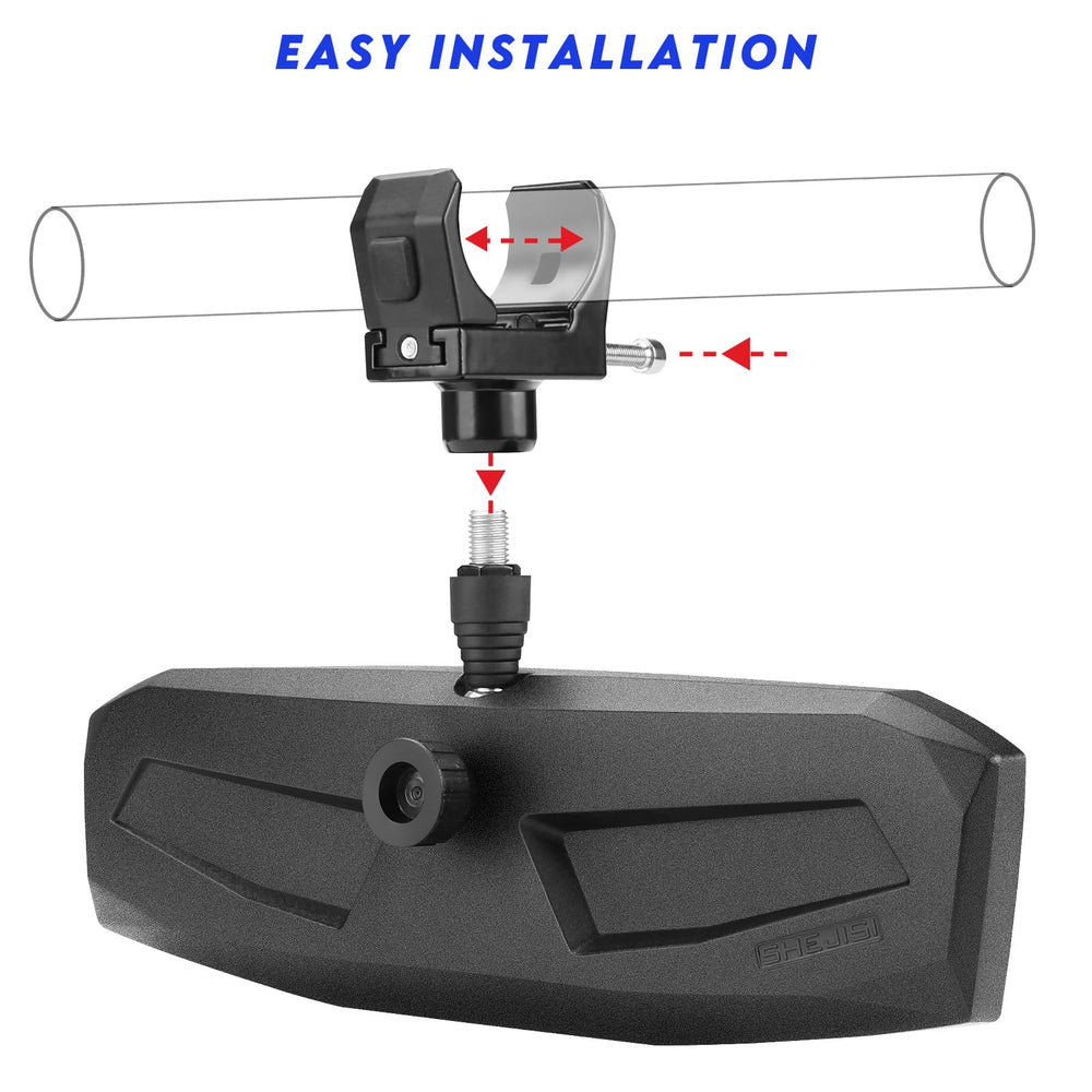 SHEJISI mirror in outdoor trail shot improving rear visibility for safety