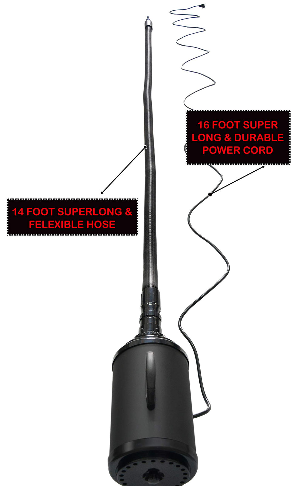 SHELANDY 14-foot flexible hose close-up showing bendable reach for tight spots