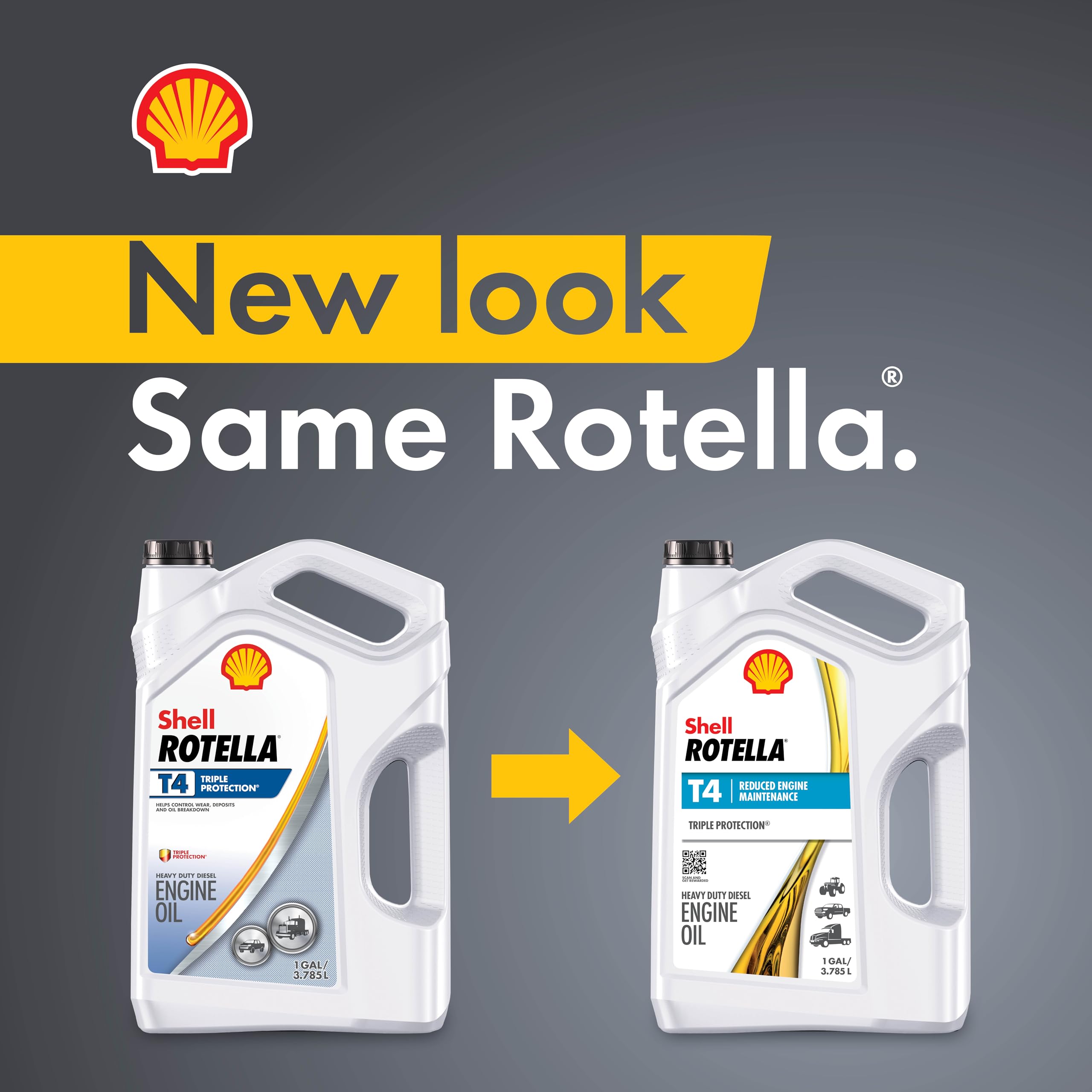 Shell Rotella T4 two-pack stacked for storage showing bulk supply convenience
