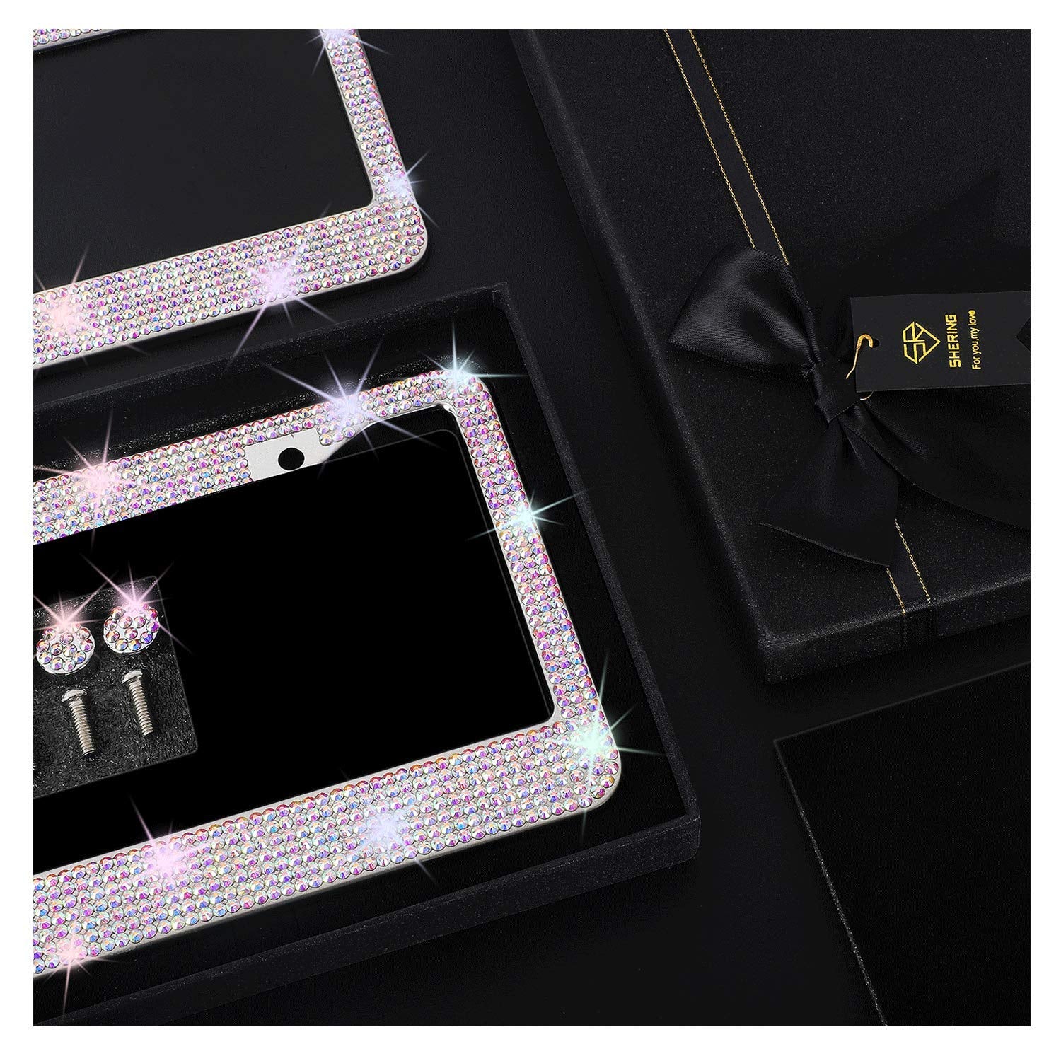 Shering close-up of AB rhinestones, highlights sparkling color shift for eye-catching shine
