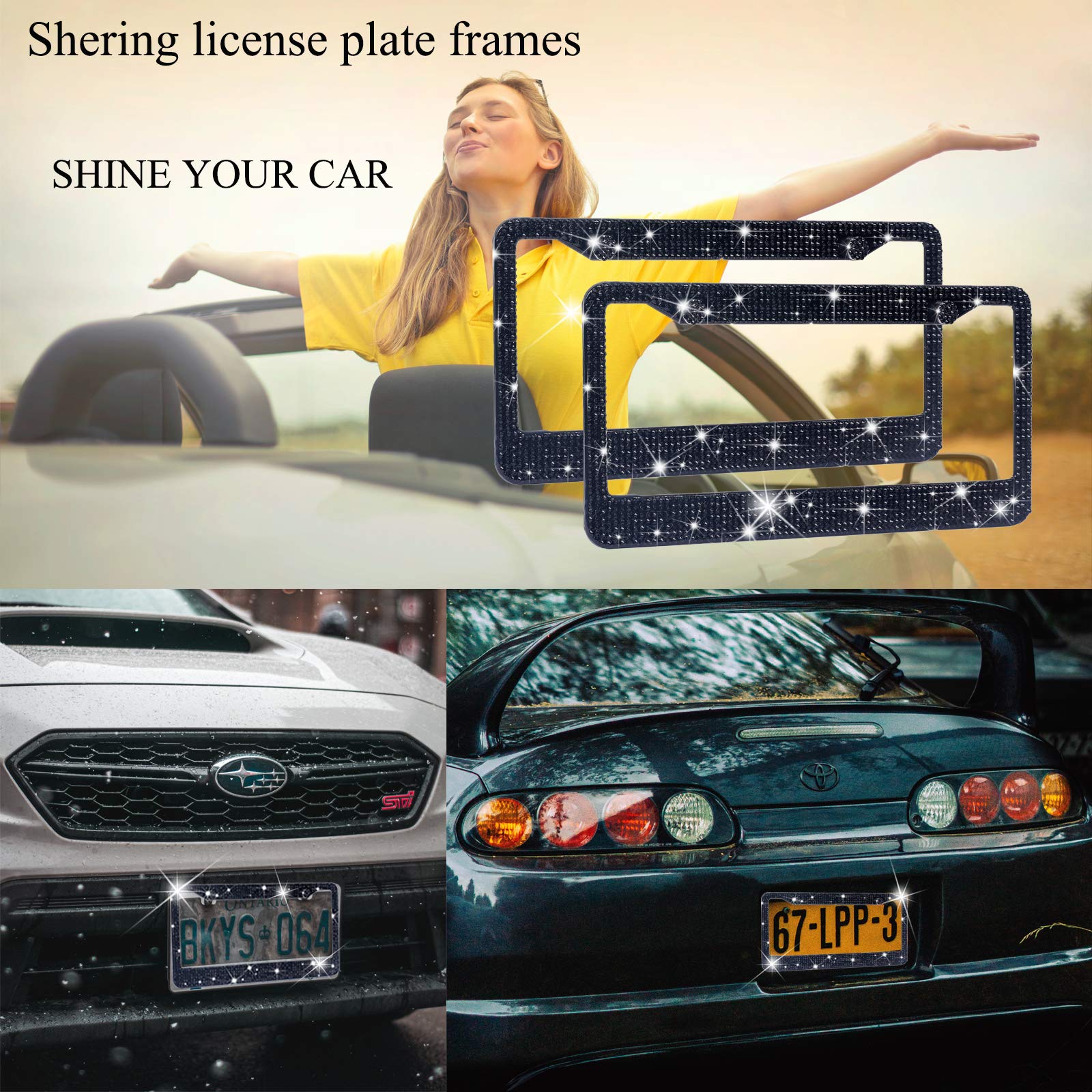 Shering frame installed on vehicle rear showing elegant bling accent