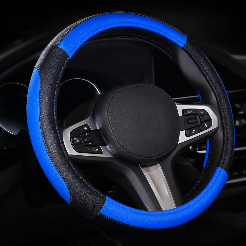 SHIAWASENA front view showing black cover with blue stitching, stylish upgrade