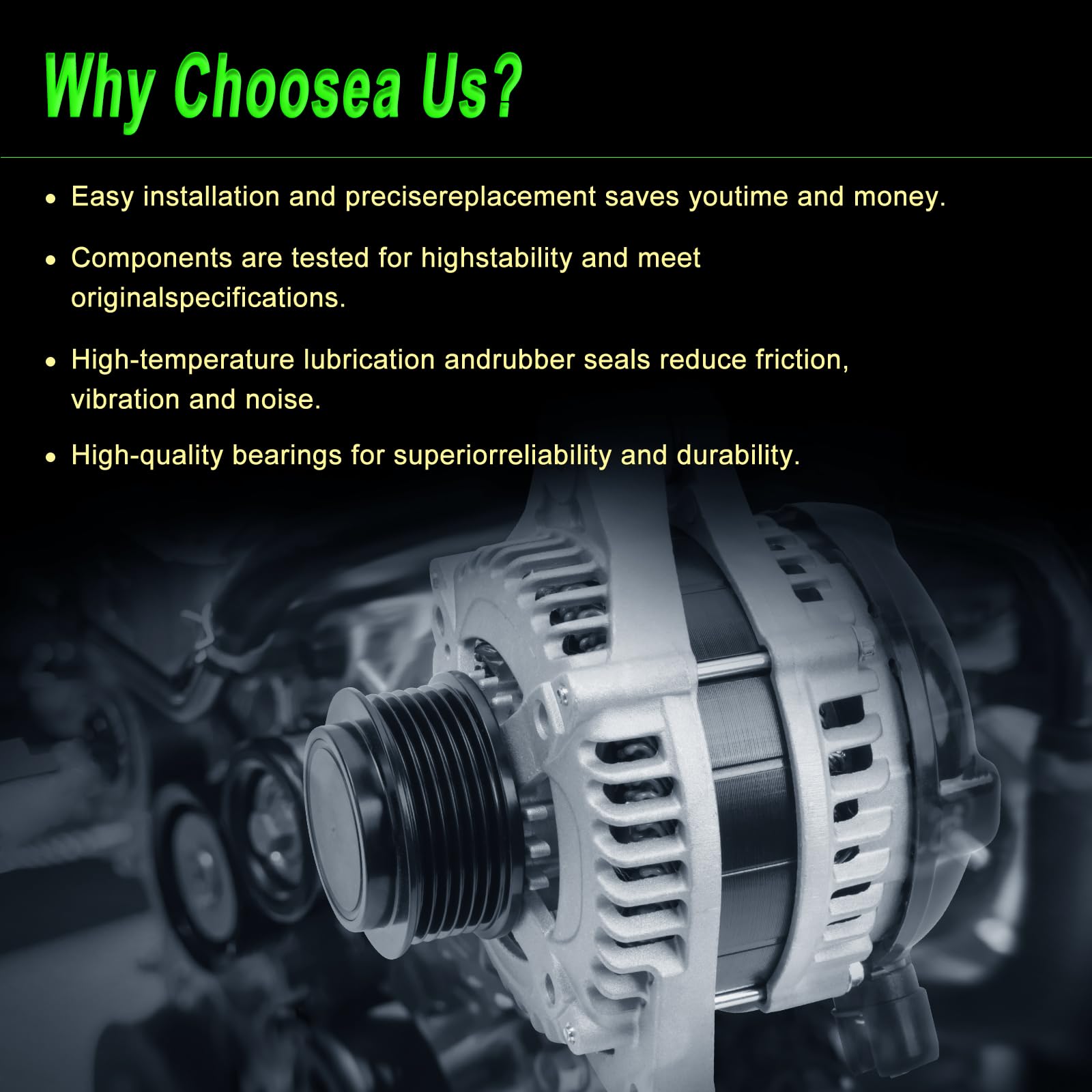 SHICHU alternator packaging and warranty card highlighting one-year quality guarantee