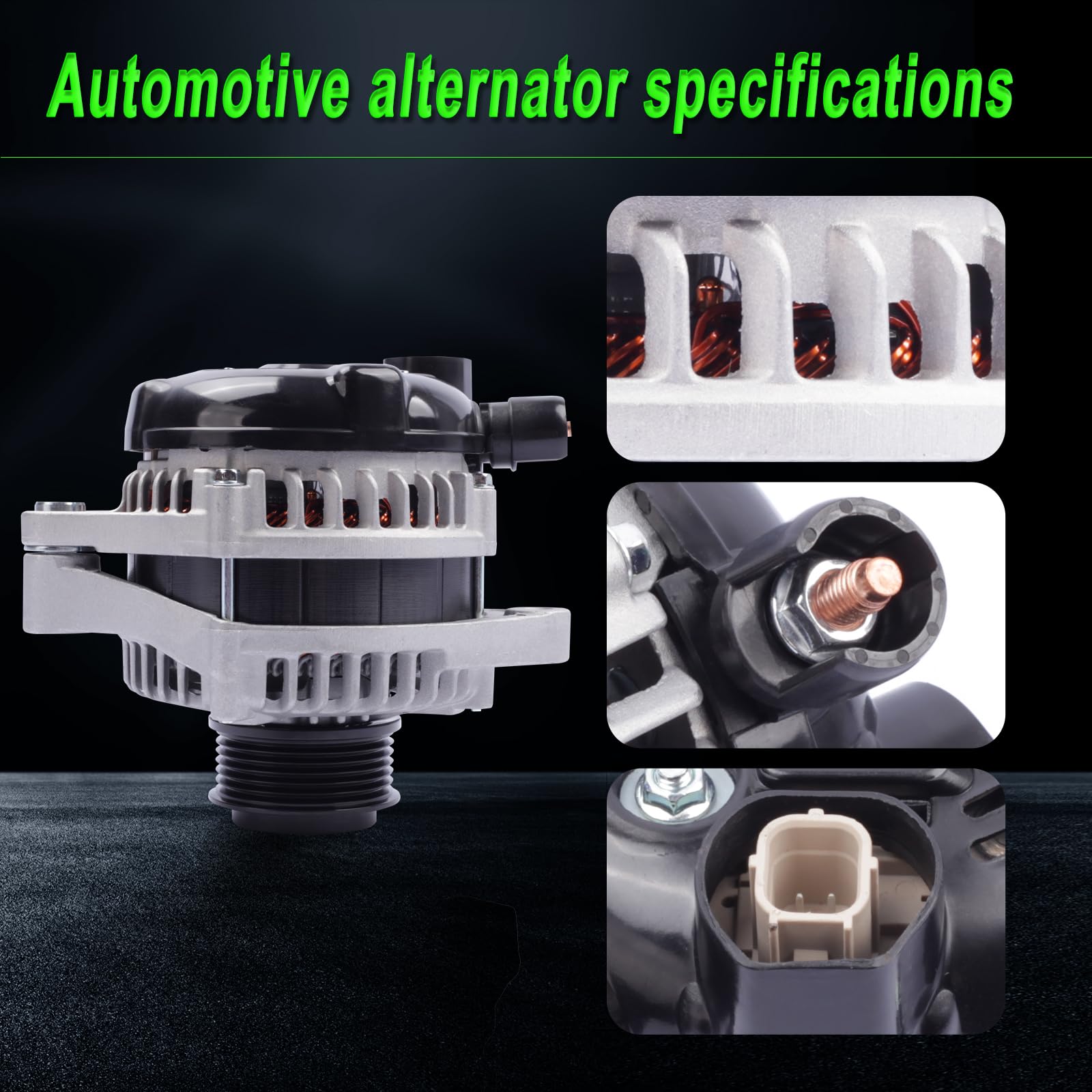 SHICHU alternator scale comparison with ruler showing compact dimensions for fitment