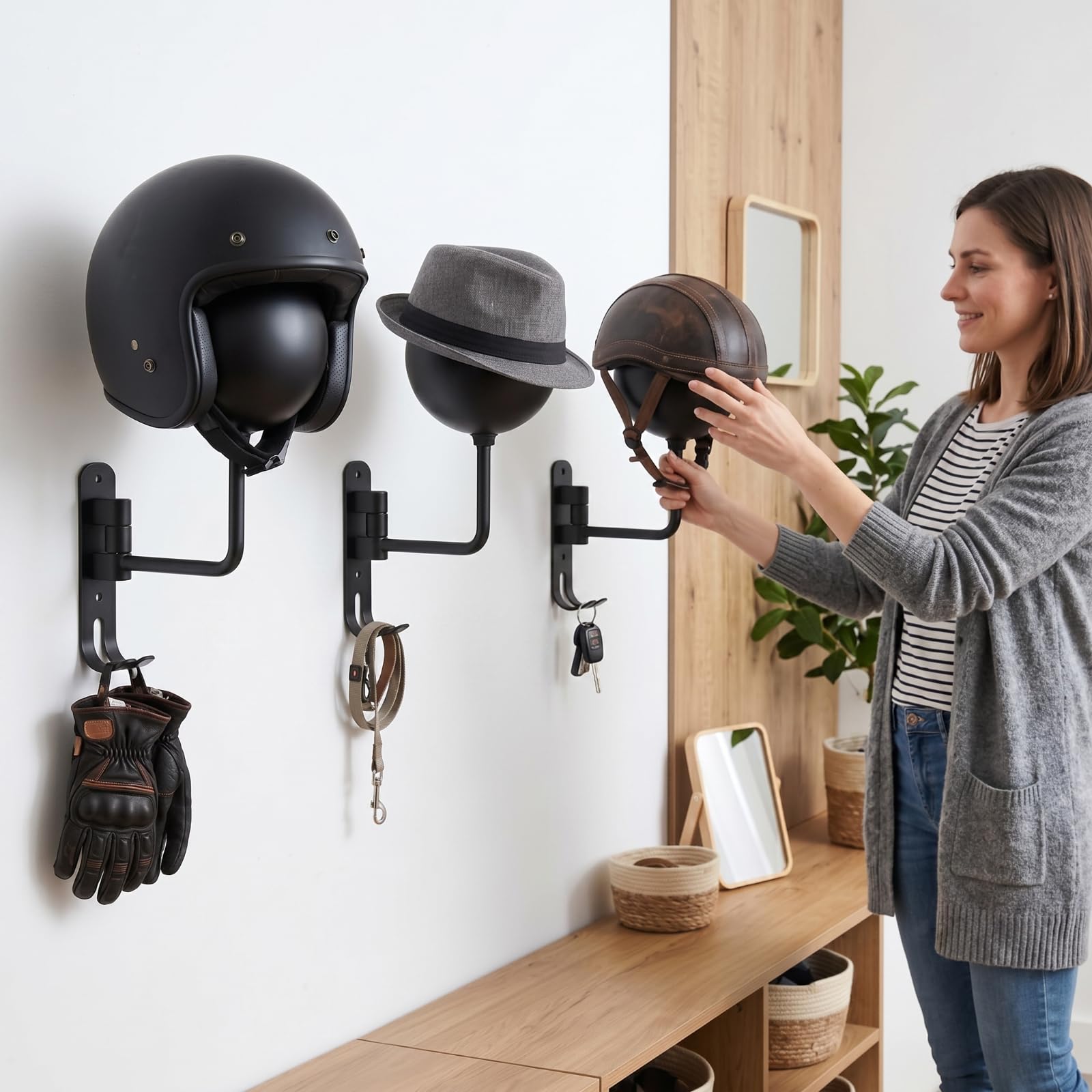 Shimeyao lifestyle display of multiple mounted racks in showroom maximizing vertical storage