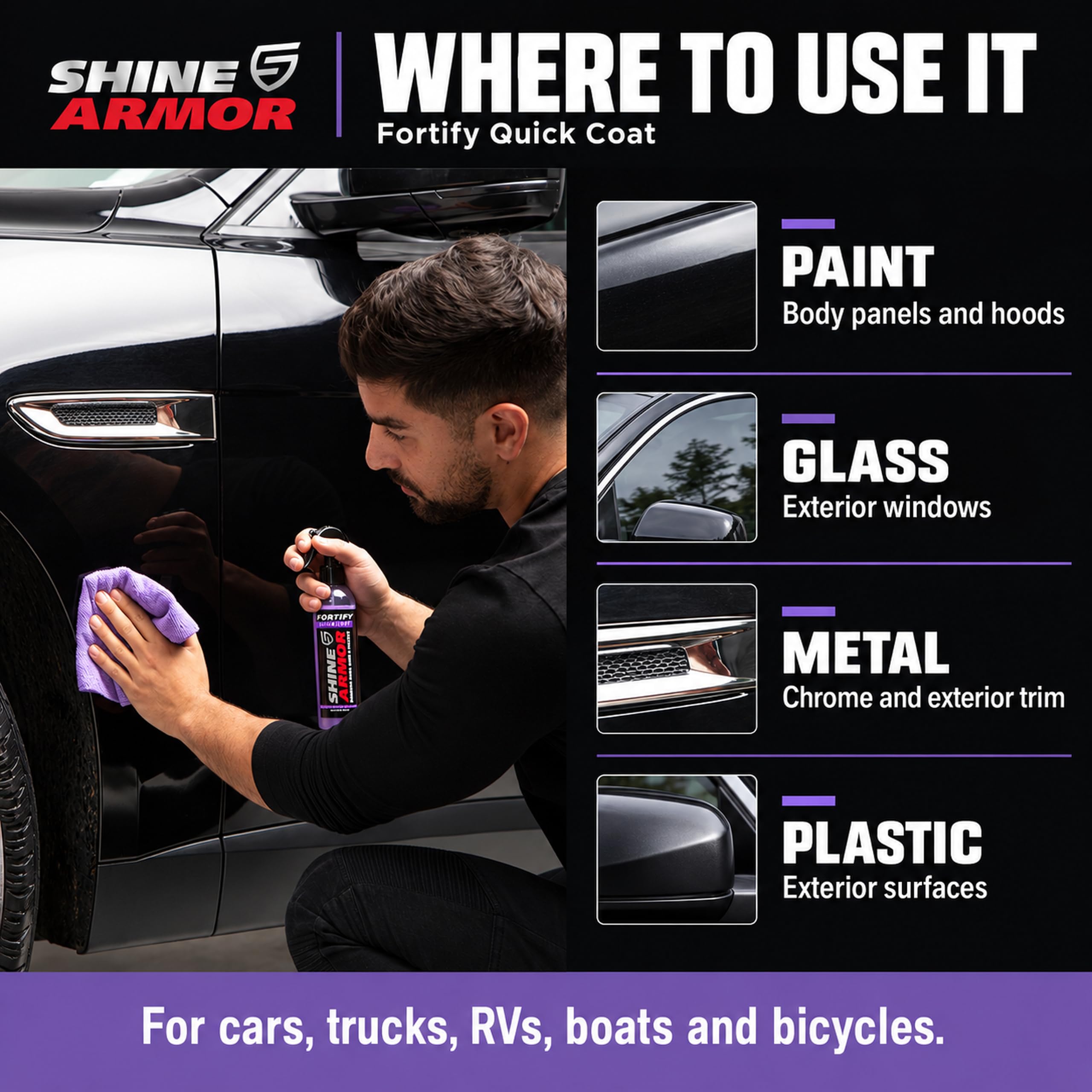 SHINE ARMOR used on parked car showcasing showroom-ready maintenance