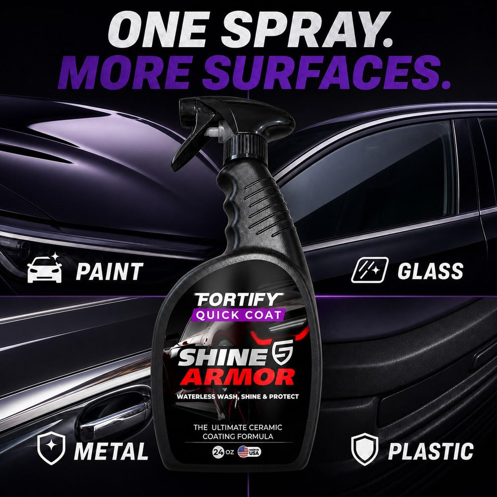24oz SHINE ARMOR bottle beside a 20oz bottle showing larger, cost-saving size