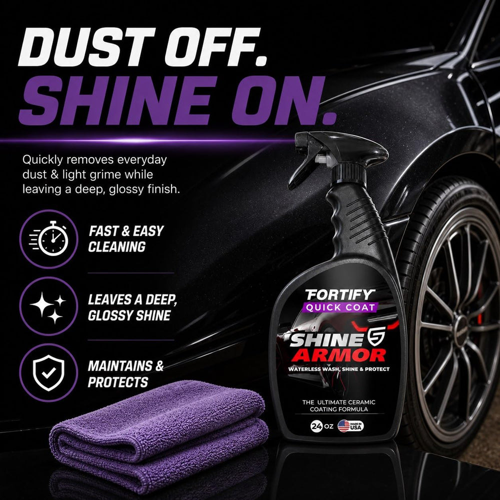 Close-up of SHINE ARMOR-treated paint with water beading showing hydrophobic protection