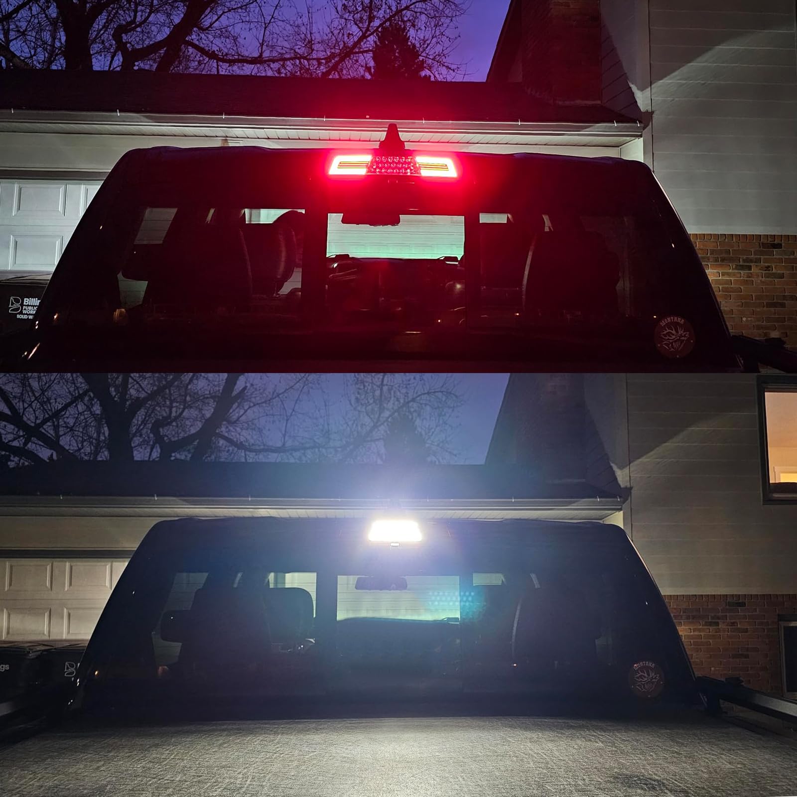 SHINEFIT white cargo lamp illuminated showing useful rear cargo illumination