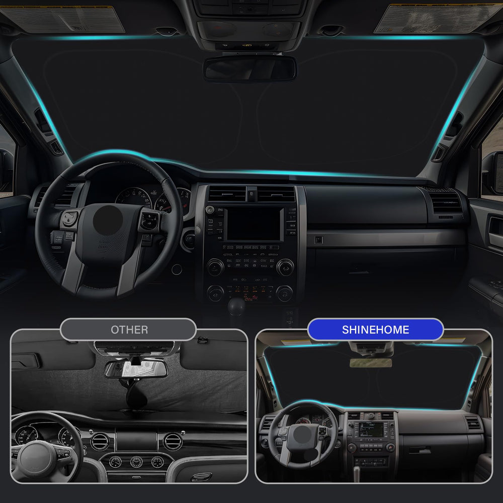 SHINEHOME view from inside showing dashboard coverage and UV protection benefit