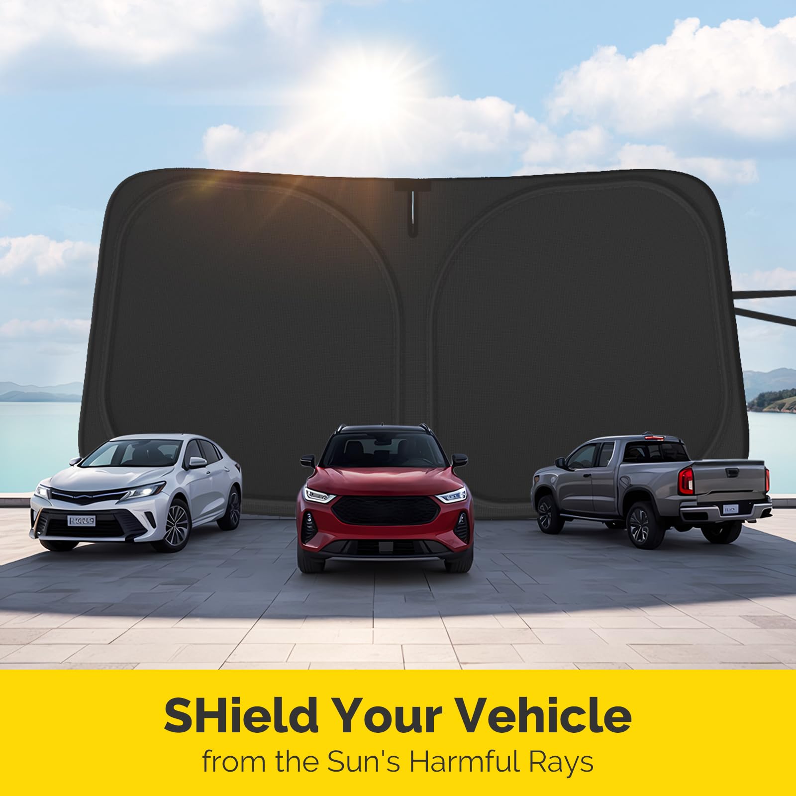 SHINEHOME black inner layer close-up showing heat absorption and interior protection