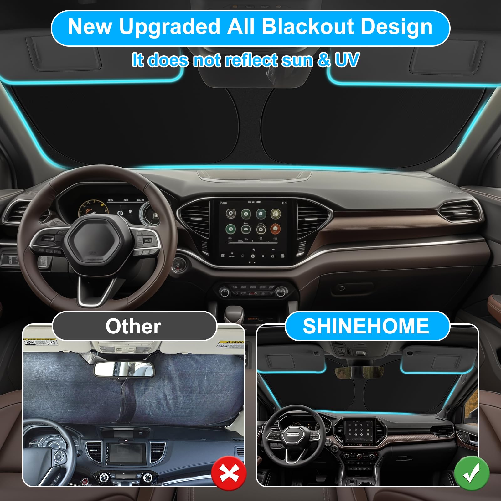 SHINEHOME reinforced edge detail showing durable stitching for long-lasting use