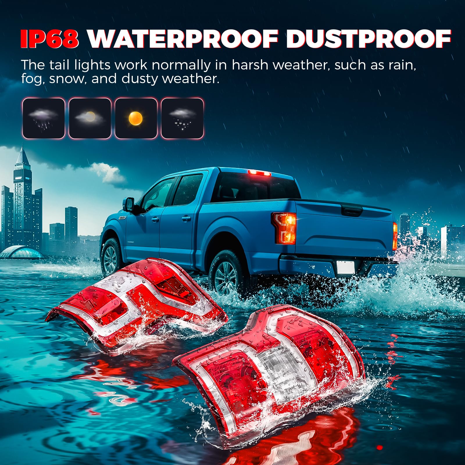 SHINEHOME tail light lit at night demonstrating enhanced visibility and signal clarity