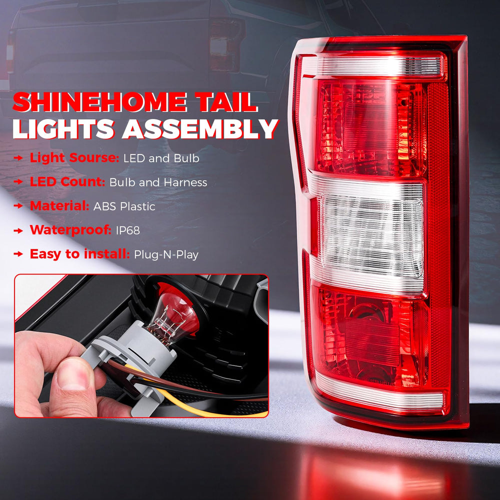 SHINEHOME tail light next to tape measure to show size and mounting point accuracy