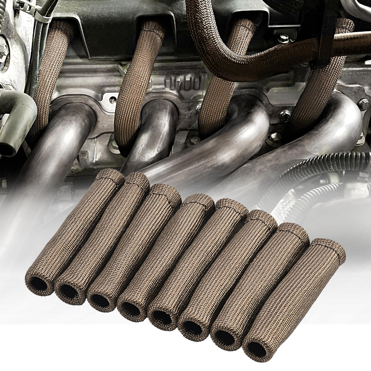 SHINEHOME front packaging showing 8 spark plug boot sleeves and benefits