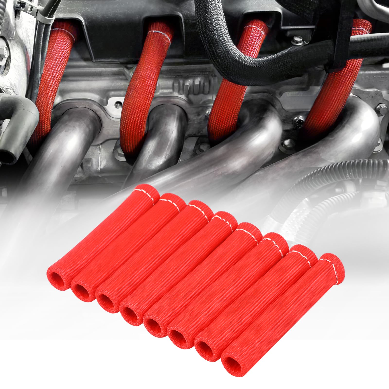 SHINEHOME front packaging showing 8 red heat shield sleeves and brand
