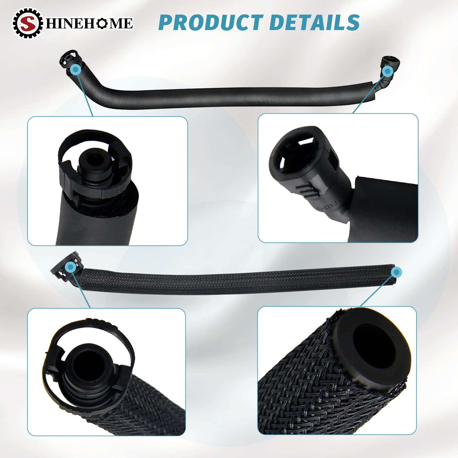 SHINEHOME full kit layout showing included hoses and valve for easy replacement