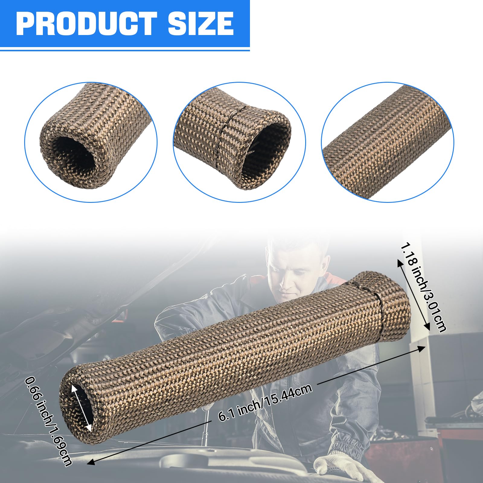 SHINEHOME sleeve beside ruler showing 6.1 inch length for proper coverage