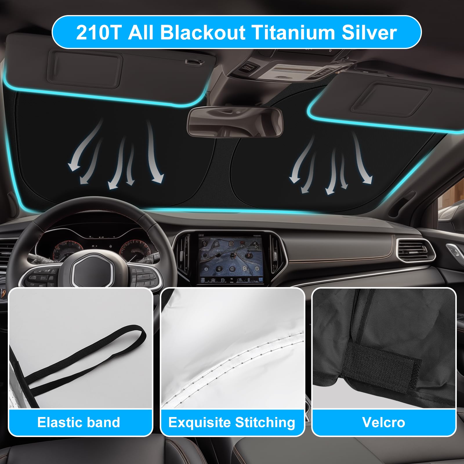 SHINEHOME next to dashboard for scale demonstrating tailored fit and interior protection