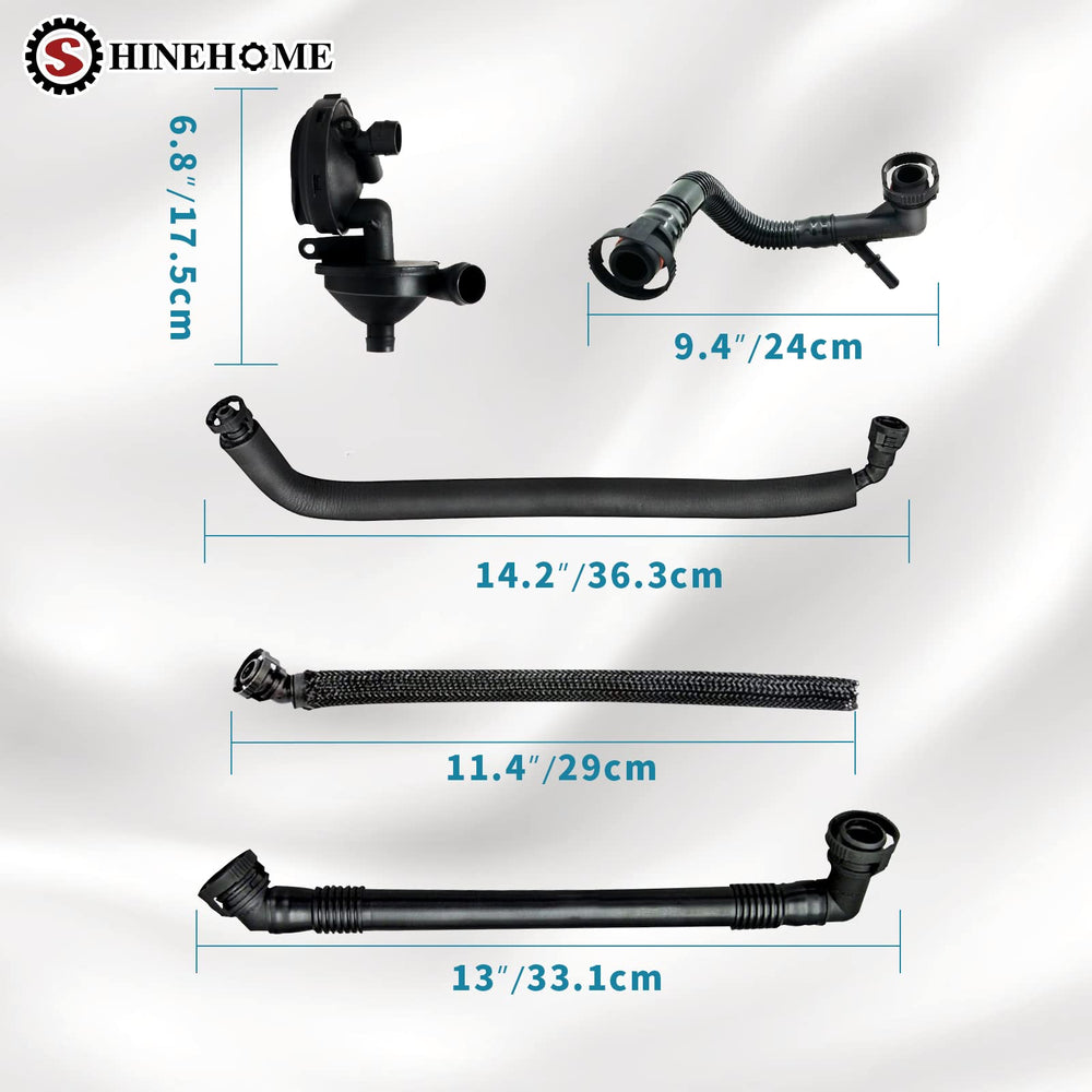 SHINEHOME hoses beside ruler demonstrating accurate OEM-style sizing