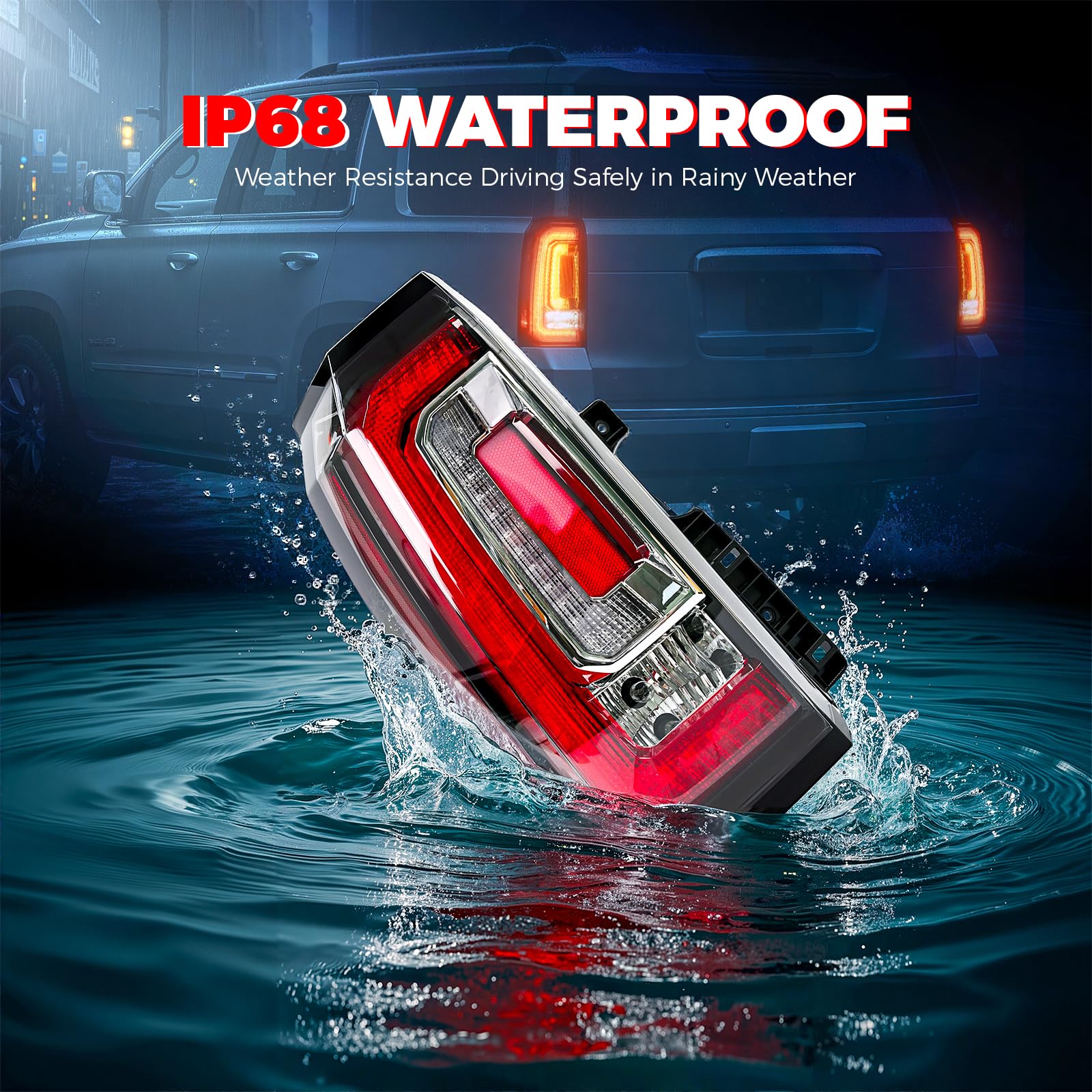SHINEHOME tail light lit at night showing clear brake and signal visibility