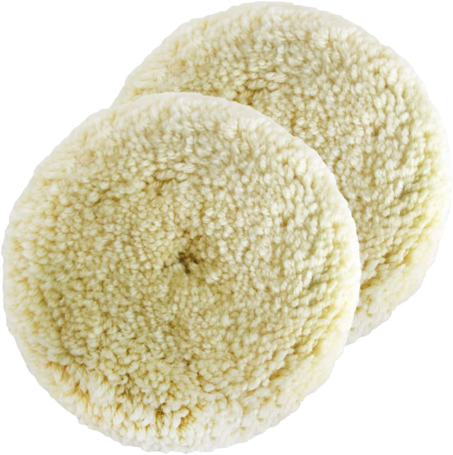 Shineyoo front view of 7" wool pad kit showing packaging and two pads, easy identification