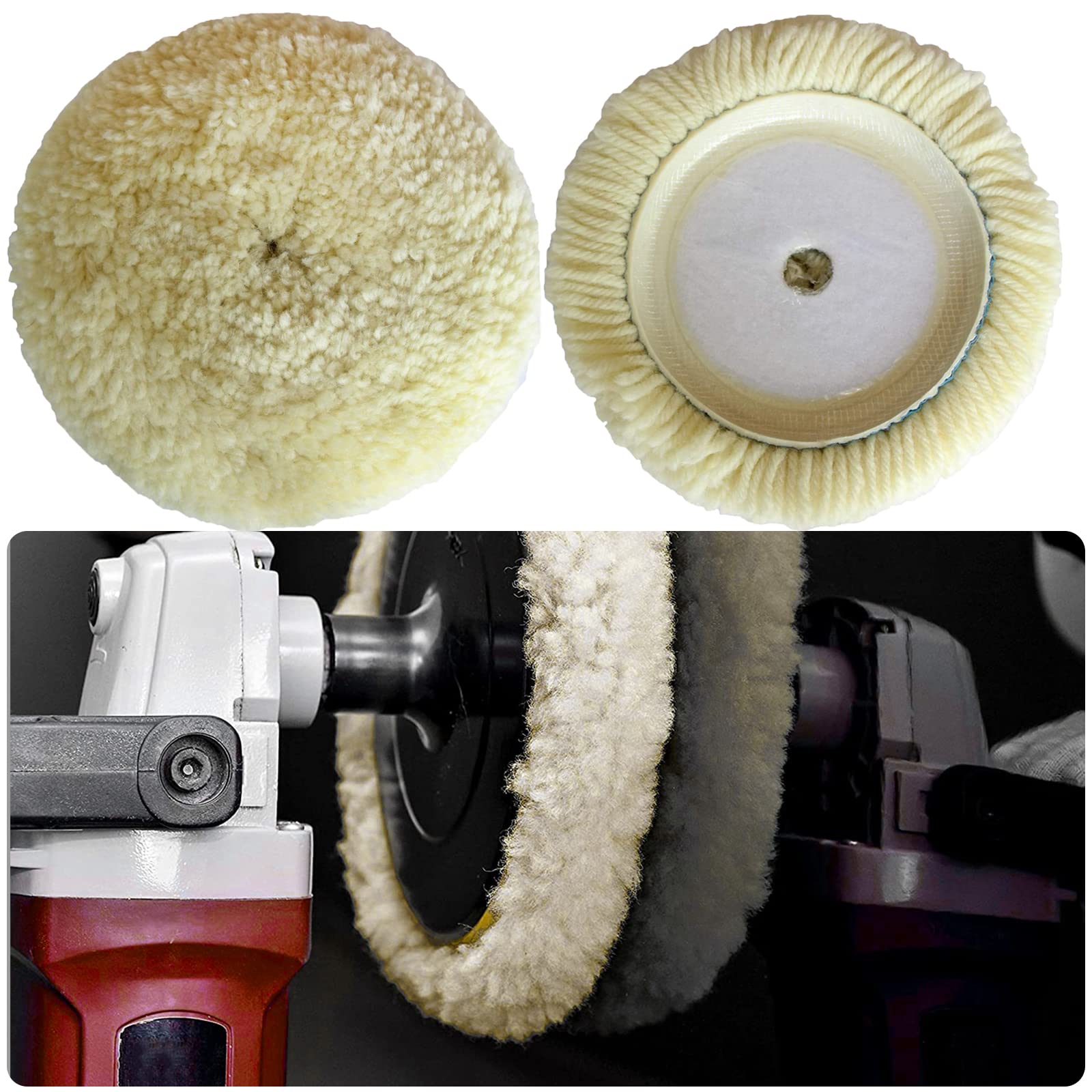 Shineyoo wool pad in use on car bumper showing controlled cutting with minimal heat