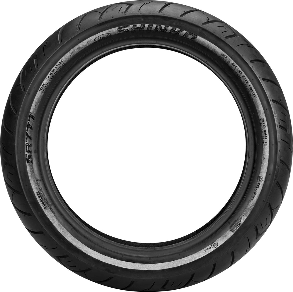 Shinko Motorcycle Tires SR777 sidewall markings and size label for correct fit confirmation