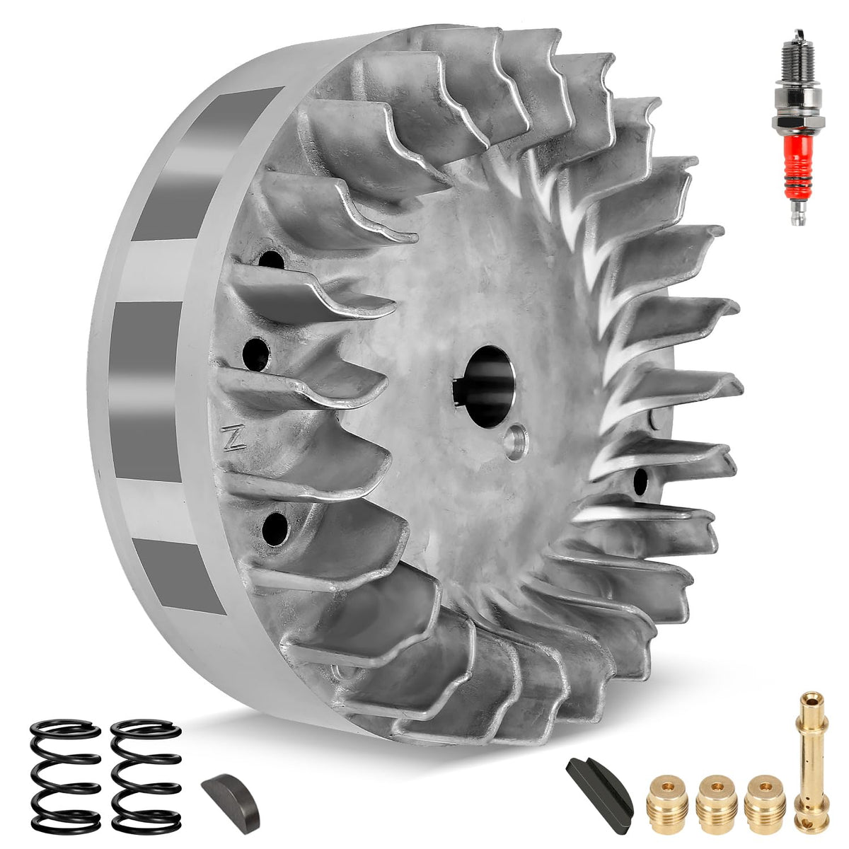 SHIQINHA flywheel front view showing mounting face and balanced design that improves response