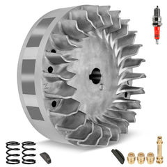 SHIQINHA flywheel front view showing mounting face and balanced design that improves response