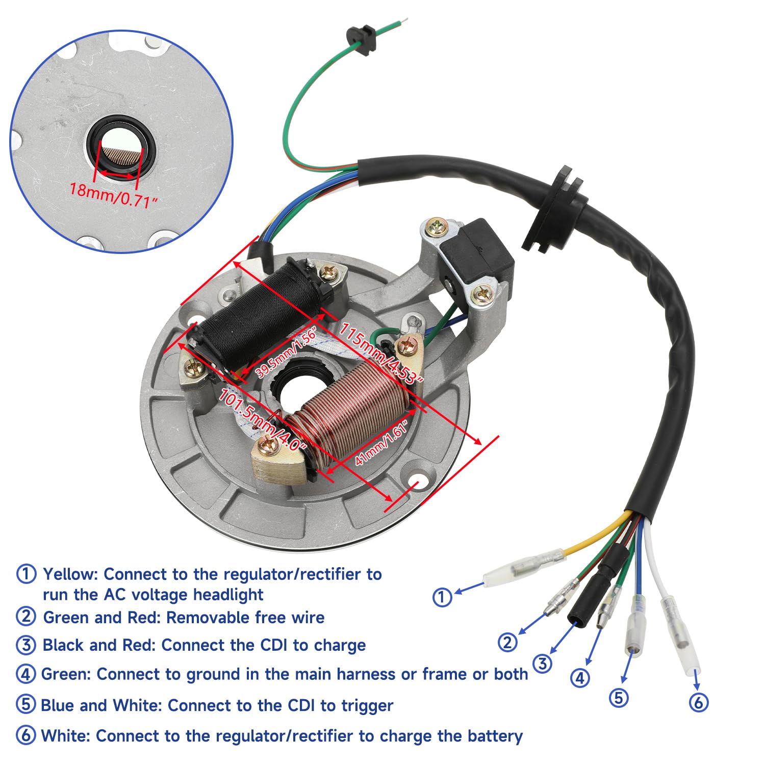 SHIQINHA stator side profile showing mounting holes for bolt-aligned replacement