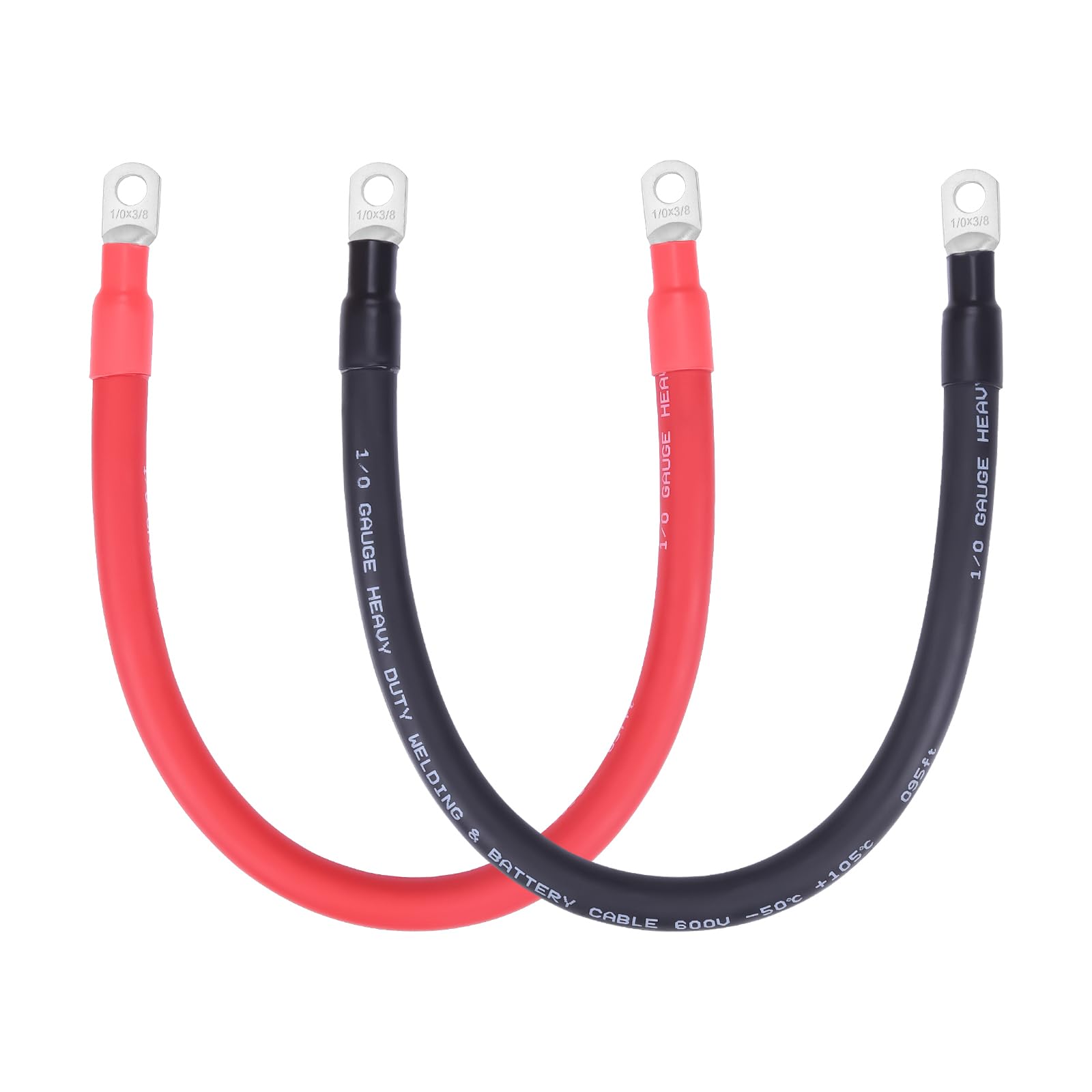 Shirbly front view packaged cables showing red and black leads for clear polarity