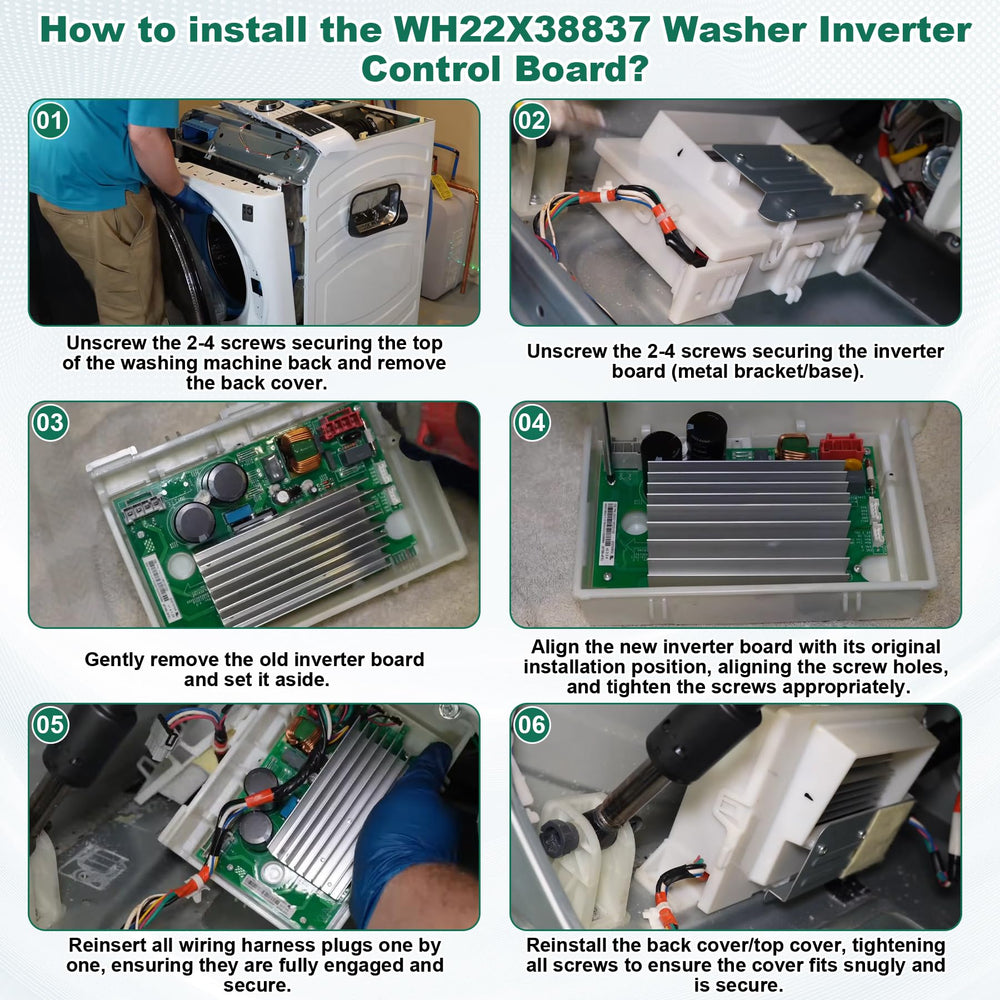 showingo technician replacing board in laundry setting saving repair time and cost