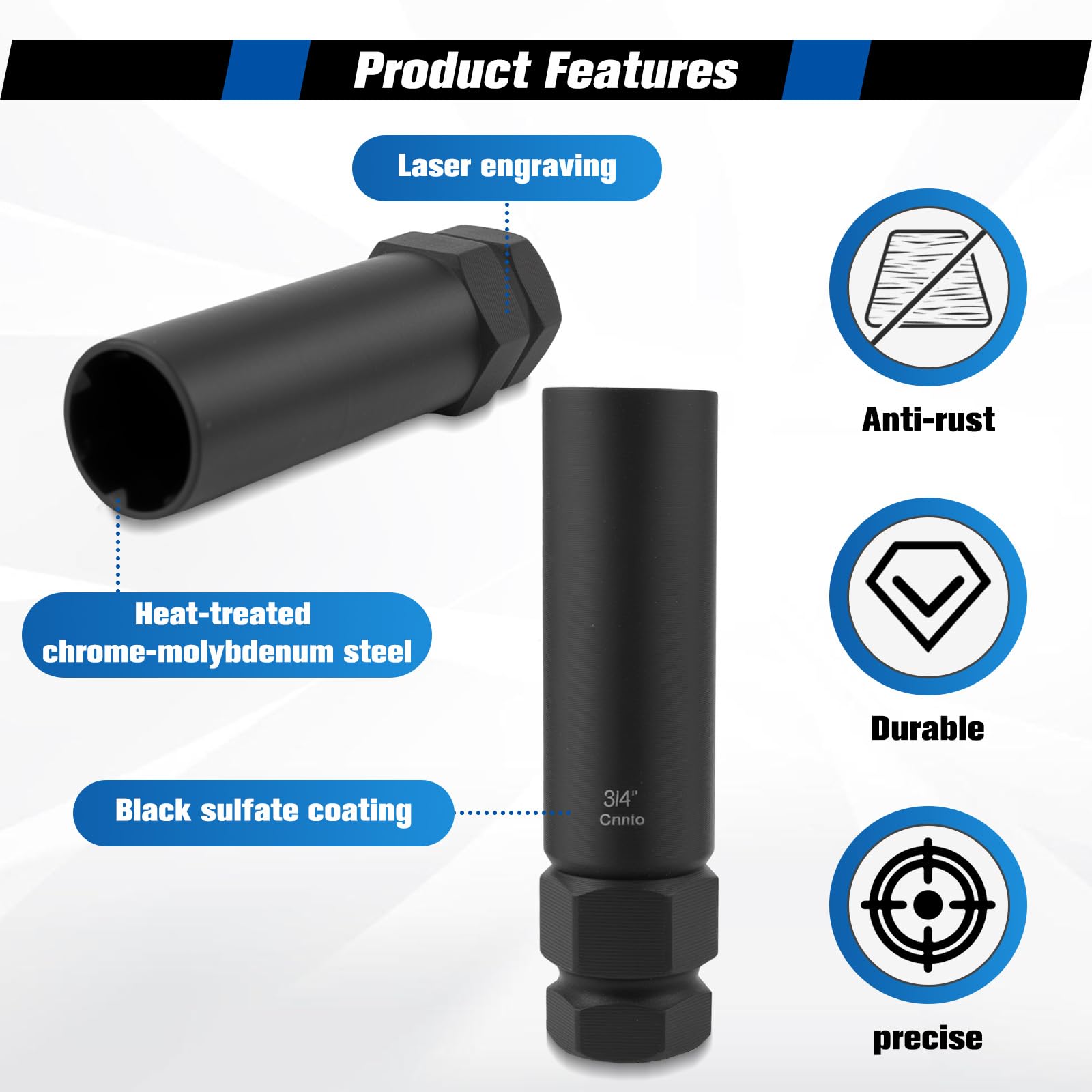 Siapupy black oxide finish and chrome-moly steel close-up showing corrosion resistance