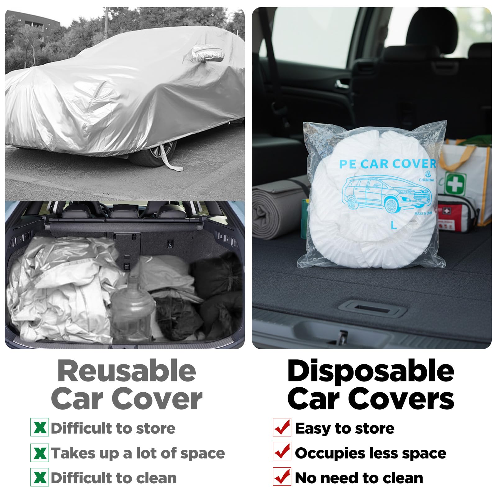 Sibba compact folded cover in trunk for easy portable storage