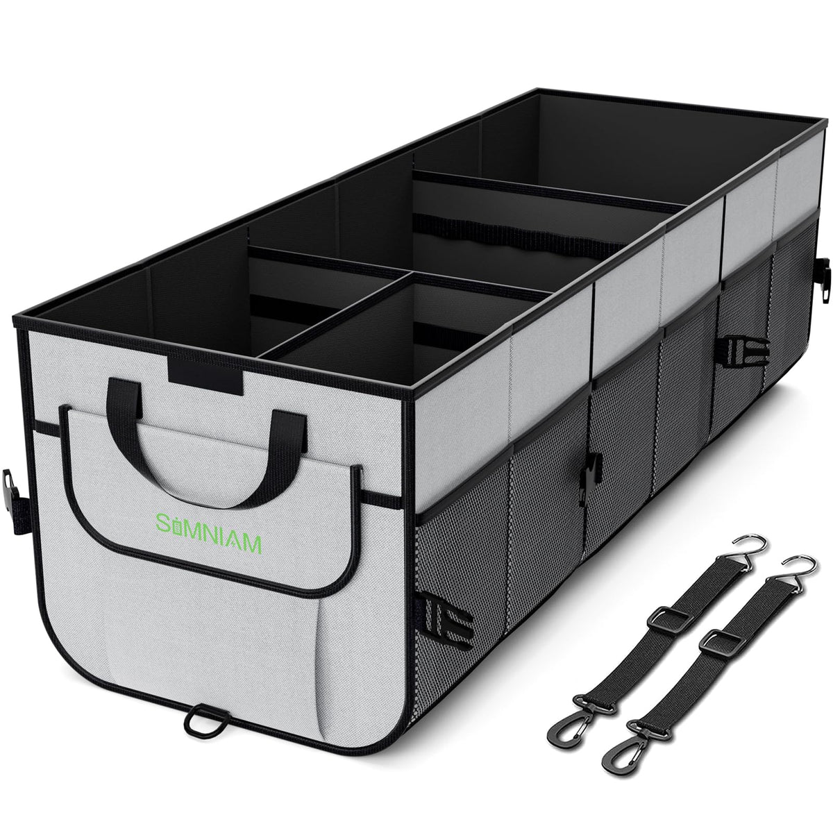 Simniam front view open organizer showing compartments and easy access