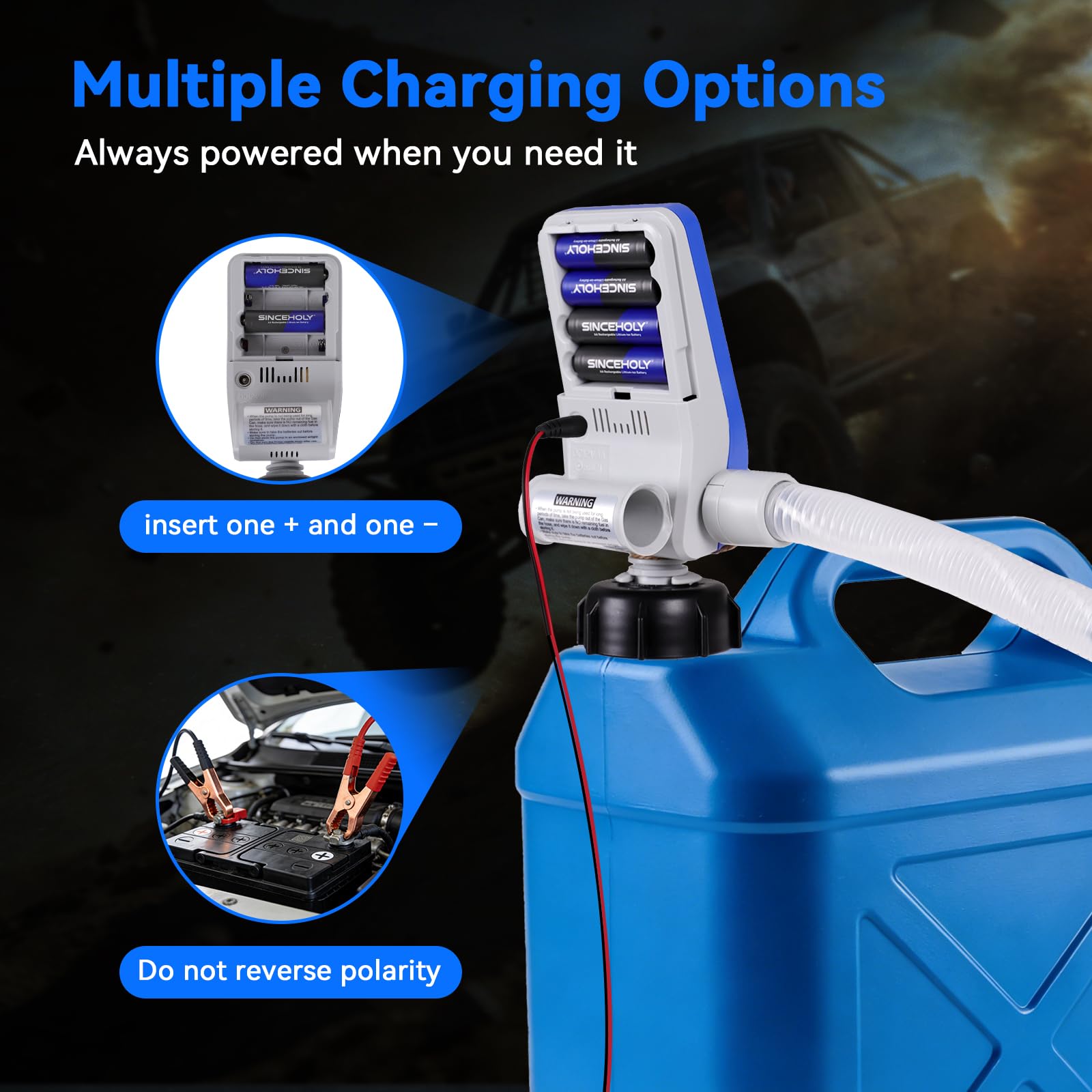SINCEHOLY pump mounted to vehicle fuel port for mobile refueling convenience